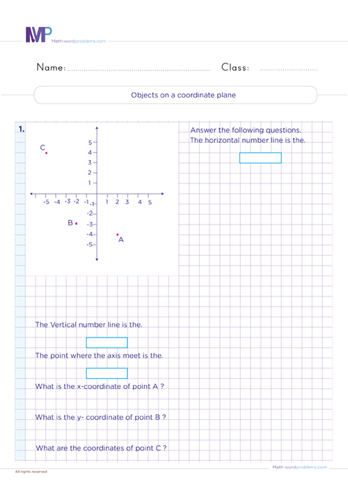 Object on a coordinate plane worksheet