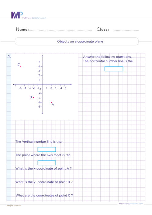 Coordinate plane worksheets Grade 6