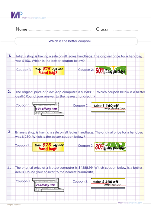 Which is the better coupon worksheet