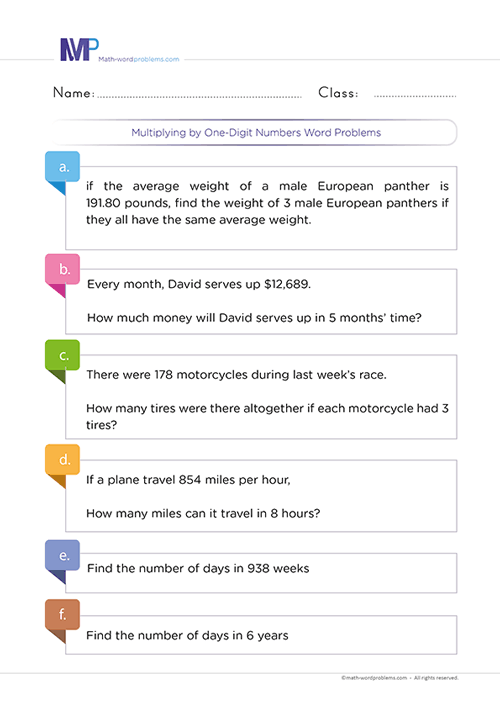 Multiplication Word Problems