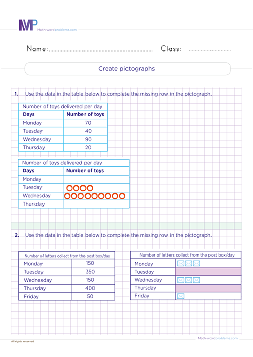 Create pictographs worksheet