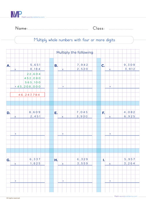 Whole Numbers Worksheets Grade 6