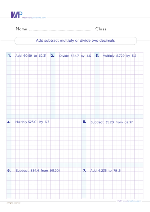 Mixed Operations Worksheets Grade 6