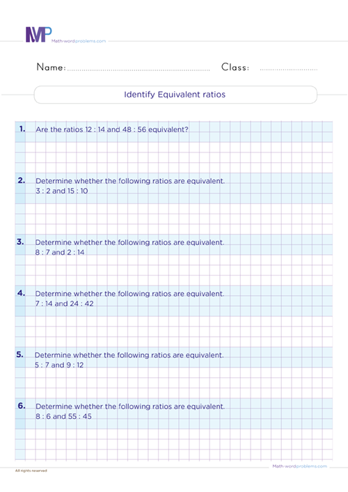 identify-equivalent-ratios worksheet