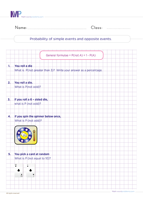 Probability of simple event worksheet