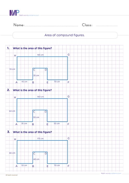 Area of compound figures worksheet