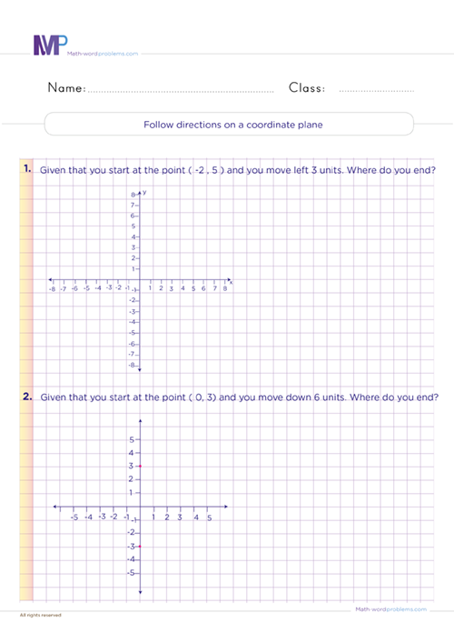 Follow directions on a coodinate plane worksheet