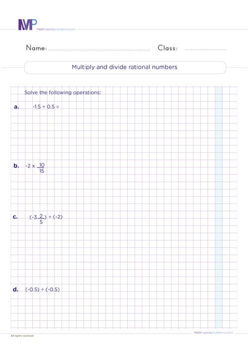 Multiply and divide rational numbers worksheet