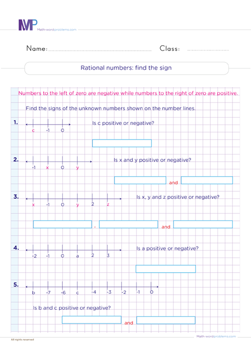 rational-numbers-find-the-sign worksheet
