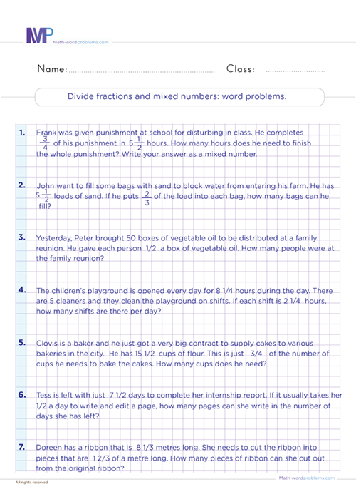 divide-fractions-and-mixed-numbers-word-problems-6th-grade worksheet