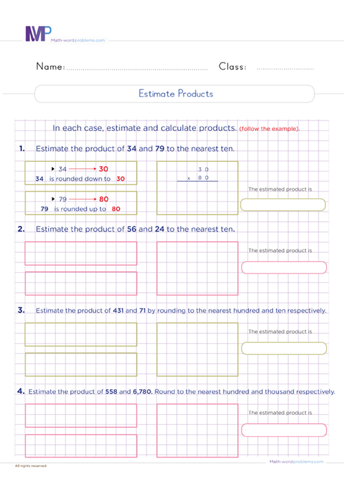 estimating-products-grade6-online-practice-and-worksheets worksheet