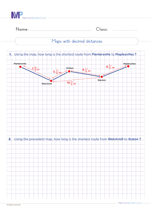 Maps With Fractional Distances Grade 6