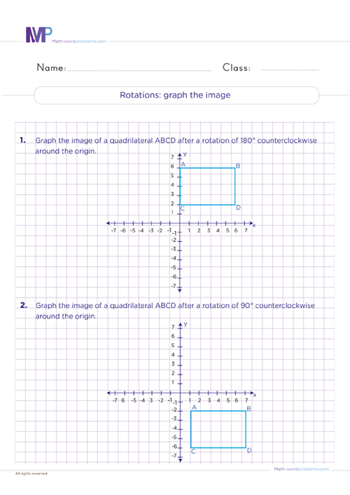 Rotation graph the image worksheet