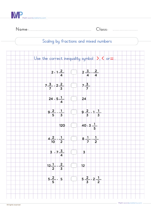 scaling-by-fractions-and-mixed-numbers-6th-grade worksheet