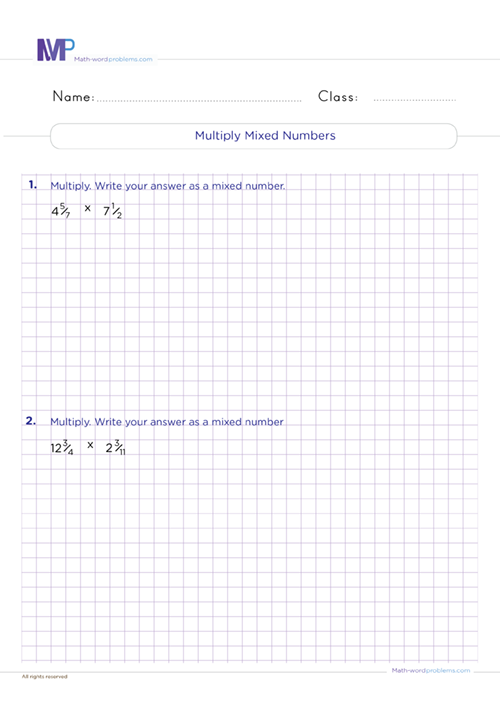 multiply-mixed-numbers-6th-grade worksheet
