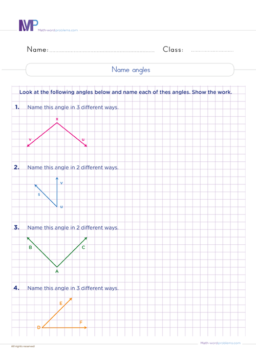 Name angles worksheet