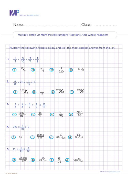 multiply-three-or-more-mixed-numbers-fractions-and-or-whole-numbers-6th-grade worksheet
