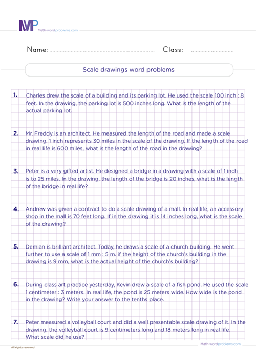 Scale Drawing Word Problems Grade 6