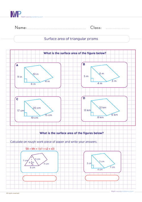 Surface area of pyramids worksheet