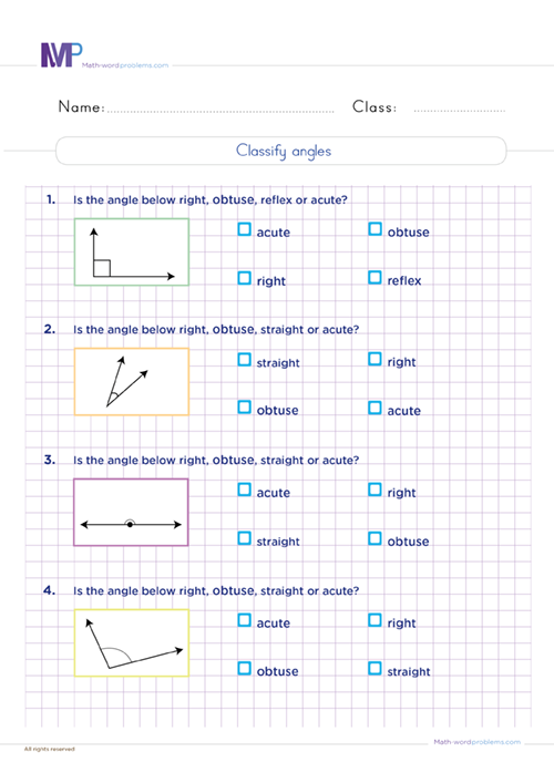 Classify angles worksheet