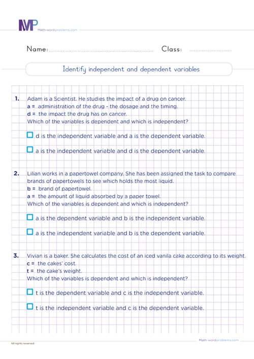 Two Variable Equations Worksheets Grade 6