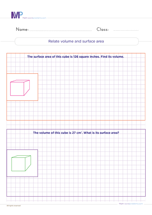 Relate volume and surface area worksheet