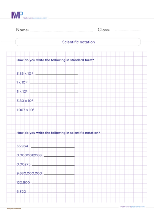 scientific-notation worksheet