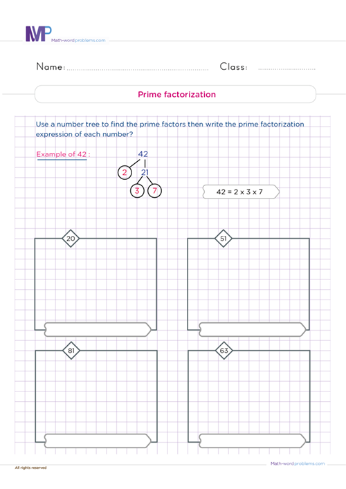 Prime factorization 02 worksheet