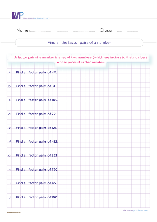 find-all-factors-pairs-of-numbers worksheet