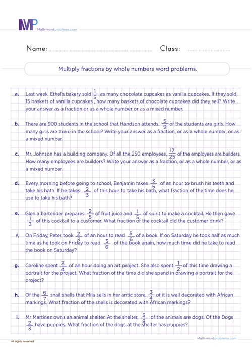 multiply-fractions-by-whole-numbers-word-problems worksheet