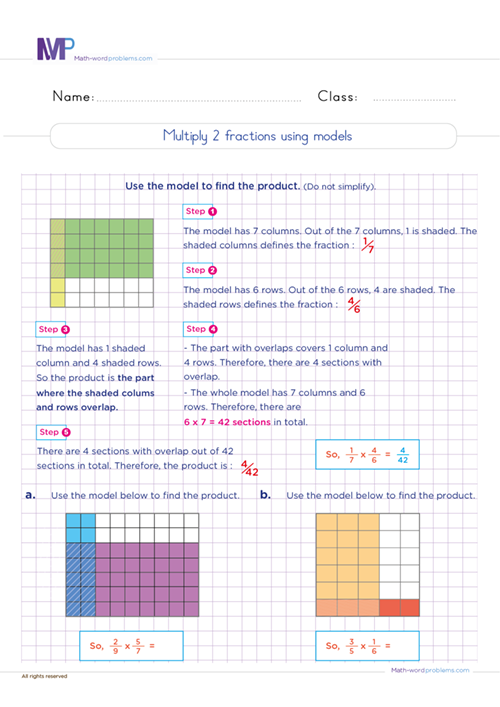 multiply-two-fractions-using-models worksheet