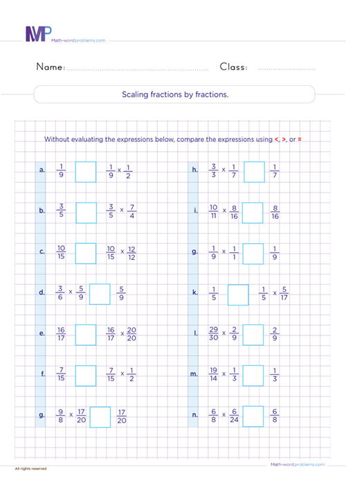 scaling-fractions-by-fractions worksheet