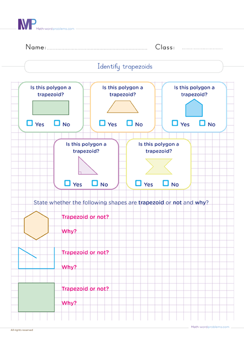 Identify trapezoids worksheet