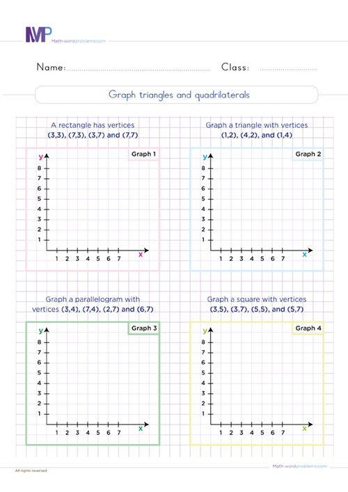 Graph triangles and quadrilaterals worksheet